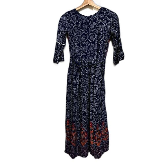Hoorlin Blue Floral Embellished Maxi Kurti Dress - Girls XL - Picture 3 of 4